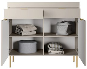 Komoda Sentia 105 cm s 2 zásuvkami - kašmírová / zlatá