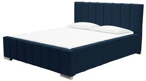 Čalúnená posteľ Sweet s matracom, roštom a úložným priestorom - Tmavomodrá - šírka 120cm