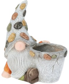 Záhradný kvetináč so sediacim trpaslíkom, polyresin, 30 x 19 x 35,5 cm