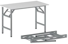 Konferenčný stôl FAST READY, 120x60 cm, sivostrieborná podnož, biela