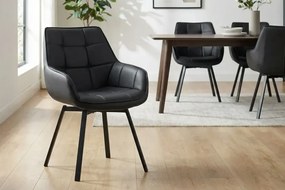 Kožená stolička Ancona otočná o 360° čierna