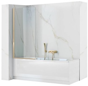 Rea Elegant, vaňová zástena, 1-krídlová, 70 x 140 cm, zlatá-transparentná, REA-W5600