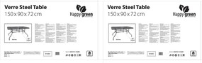 Happy Green Záhradný stôl so sklenenou doskou Verre, 150 x 90 x 72 cm