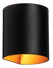 Moderná nástenná lampa čierna s mosadzou - Sabbio
