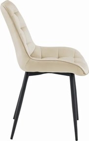 Set dvoch jedálenských stoličiek BERA zamatové béžové / čierne nohy (2 ks)
