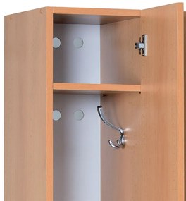 Drevená šatníková skrinka S5, 3 oddiely, 1900 x 900 x 420 mm, cylindrický zámok, sivá/zelená