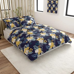 Obliečky z mikrovlákna FLOWERISH tmavo modré Rozmer obliečky: 70 x 90 cm | 140 x 220 cm