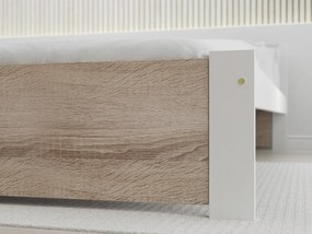 Posteľ IKAROS 160 x 200 cm, biela/dub sonoma Rošt: Bez roštu, Matrac: Matrac DELUXE 10 cm