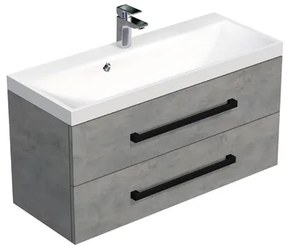 Kúpeľňová skrinka s čiernou úchytkou a umývadlom SAT Cube Way 100x53x40 cm betón mat CUBE2C100ZBE, 1 ks