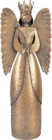 Zlatá antik kovová dekorácia anjel Christmas Angel - 17*10*46 cm