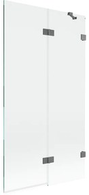 Mexen Lunar, 2-krídlová vaňová zástena pravá 100 x 150 cm, číre sklo, grafitová, 897-100-100-95-00-P