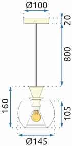 Toolight - Stropná lampa závesná sklenená guľa zlatá APP902-1CP, OSW-06676