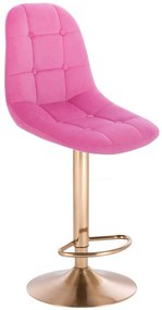 LuxuryForm DESIGN Barová stolička SAMSON VELUR na zlatom tanieri - ružová