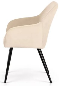 Sada dvoch jedálenských stoličiek ESTELLE zamatové, béžové / čierne nohy (2 ks)