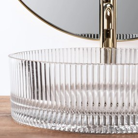 Rea Ingrid, sklenené umývadlo na dosku 40x40x13 cm, číra, REA-U0278