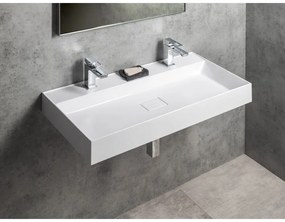 Biele dvojumývadlo z liateho mramoru 96x44 cm Godiva – Sapho