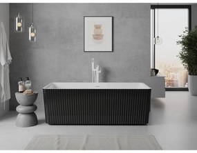 Mexen Nila, voľne stojaca ryhovaná vaňa 170 x 75 cm, biela-čierna, biely prepad, 52841708075-20