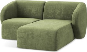 Zelená ženilková rohová pohovka (pravý roh/s leňoškou) Lani – Makamii