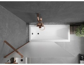 Mexen Next, vaňová zástena 1-krídlová 100 x 150 cm, fixné krídlo, 6 mm námraza sklo, ružové zlato profil, 895-100-000-00-30-60