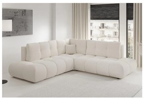 Rozkladacia rohová čalúnená sedacia súprava s úložným priestorom v tvare L ALMADA ľavá béžová