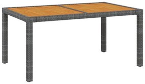 vidaXL Záhradný stôl 150x90x75 cm polyratan a akáciové drevo sivý-