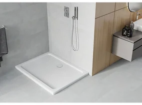 Mexen SLIM - Obdĺžniková sprchová vanička 130x90x5cm + chrómový sifón, biela, 40109013