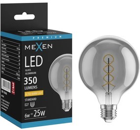 Mexen Vintis, LED žiarovka špirála E27, G95, 6W, Teplá - 2200K, 350 lm, dymová - L167-E27-0622-70