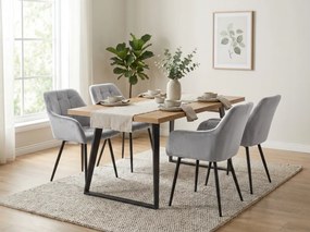 Sivé jedálenské kreslo LOREN VELVET s čiernymi nohami