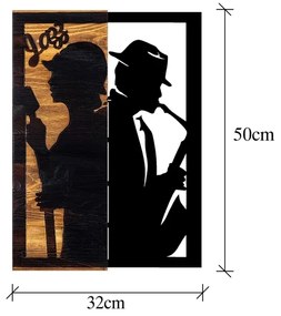 Nástenná dekorácia 32x50 cm jazz drevo/kov