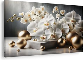 Obraz - Orchidea a zlaté gule (90x60 cm)