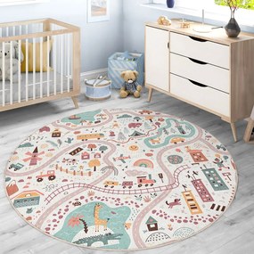 Prateľný detský hrací koberec ø150 cm Furry World – Mila Home