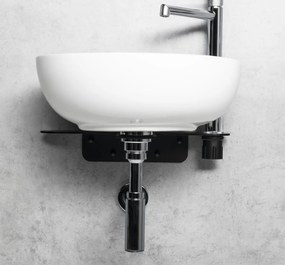 Sapho Tetris, nástenné okrúhle umývadlo s držiakom pre stojánkovú batériu vpravo, 415x140mm, biela, TZ420-02