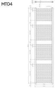 Mereo Mereo, Vykurovací rebrík, rovný, 450x1850 mm, 1090 W, biely, MER-MT04