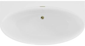 Mexen Bruna, voľne stojaca vaňa ku stene 170 x 88 cm, biela lesklá, zlatý lesklý prepad, 52731708800-50