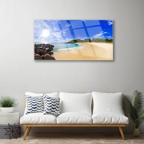 Skleneny obraz Slnko more pláž krajina 140x70 cm