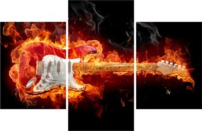 Obraz - Gitara v plameňoch (90x60 cm)