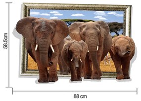 Veselá Stena Samolepka na stenu na stenu Slony Safari