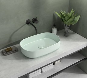 Sapho Sapho, INFINITY OVAL keramické umývadlo na dosku, 55x36 cm, matná zelena Mint, 10NF65055-2T