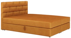 Kontinentálna posteľ 140x200 cm Waller (horčicová) (s roštom a matracom). Vlastná spoľahlivá doprava až k Vám domov. 1007718