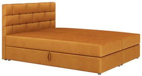 Manželská posteľ Boxspring 140x200 cm Waller Comfort (horčicová) (s roštom a matracom). Akcia -20%. Vlastná spoľahlivá doprava až k Vám domov. 1056368