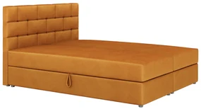 Manželská posteľ Boxspring 140x200 cm Waller Comfort (horčicová) (s roštom a matracom). Akcia -20%. Vlastná spoľahlivá doprava až k Vám domov. 1056368