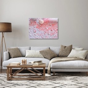 Sklenený obraz - Prímorská atmosféra v ružových odtieňoch (70x50 cm)