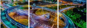 Obraz - panoráma nočného mesta (s hodinami) (90x30 cm)