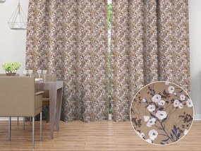 Biante Dekoračný záves PML-036 Popínavé kvety na hnedom 145x240 cm