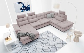 Sedacia súprava Madeira 3A, svetlo ružová látka, tvar pravé U