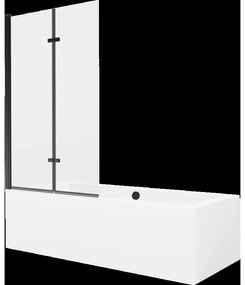 Mexen Cube obdĺžniková vaňa 170 x 80 cm s obkladom a 2-krídlovou zástenou 100 cm, Transparentné, Čierna - 550517080X9210027000