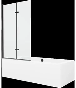 Mexen Cube obdĺžniková vaňa 170 x 80 cm s obkladom a 2-krídlovou zástenou 100 cm, Transparentné, Čierna - 550517080X9210027000