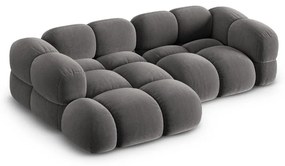 Sivá zamatová rohová pohovka (ľavý roh/s leňoškou) Loretto – Cosmopolitan Design