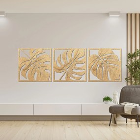 SENTOP | Drevený obraz Monstera – 3-dielna dekorácia na stenu | SENTOP PR0536