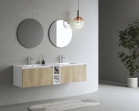 Sapho Sapho, LOREA skrinka 180x46x51,5cm (80+20+80cm), dub alabama/biela matná, LE080-2231-05